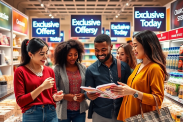 A vibrant collage showcasing various exclusive offers and discounts available today, featuring jewelry and skincare products.