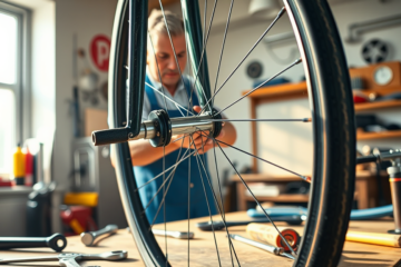 Illustration of a bicycle wheel with quick release mechanism highlighted.