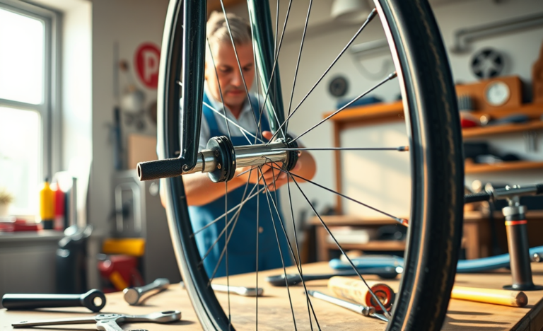 Illustration of a bicycle wheel with quick release mechanism highlighted.