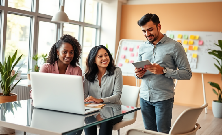 Illustration depicting simplified online approval processes and teamwork.