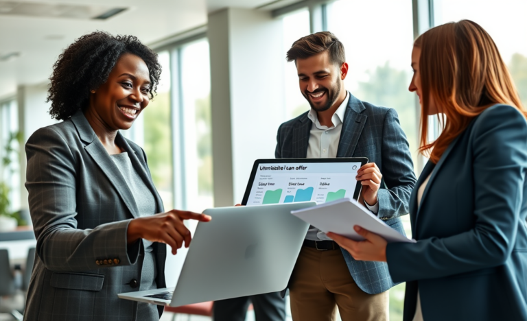 A person reviewing a loan offer document with a calculator and financial papers.