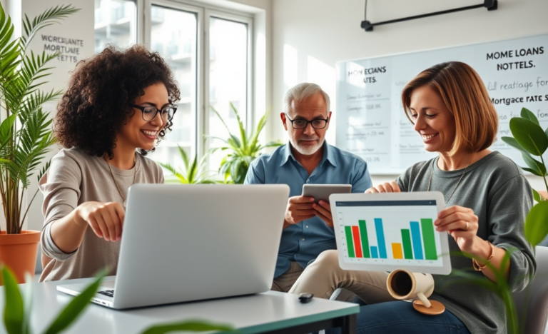 A person comparing mortgage rates on a laptop