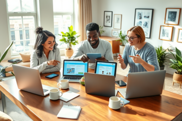 A person comparing offers from different online platforms using a laptop.