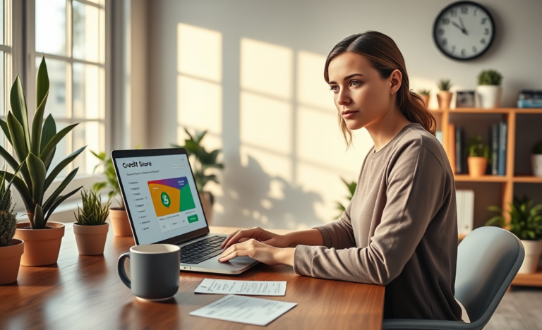 A person using a credit score simulator to explore financial scenarios.