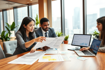 A professional reviewing terms and conditions of a contract.